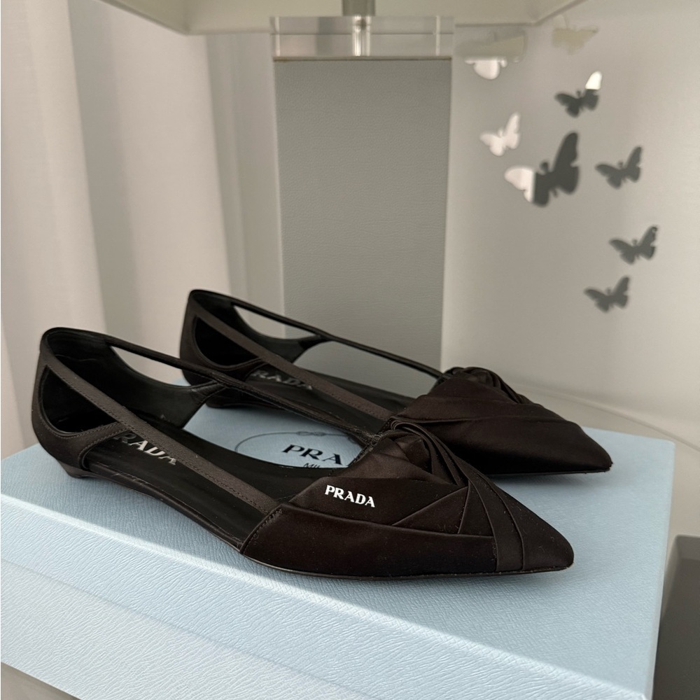 Prada Women's Black Satin Bow Heels - Picture 6 of 6